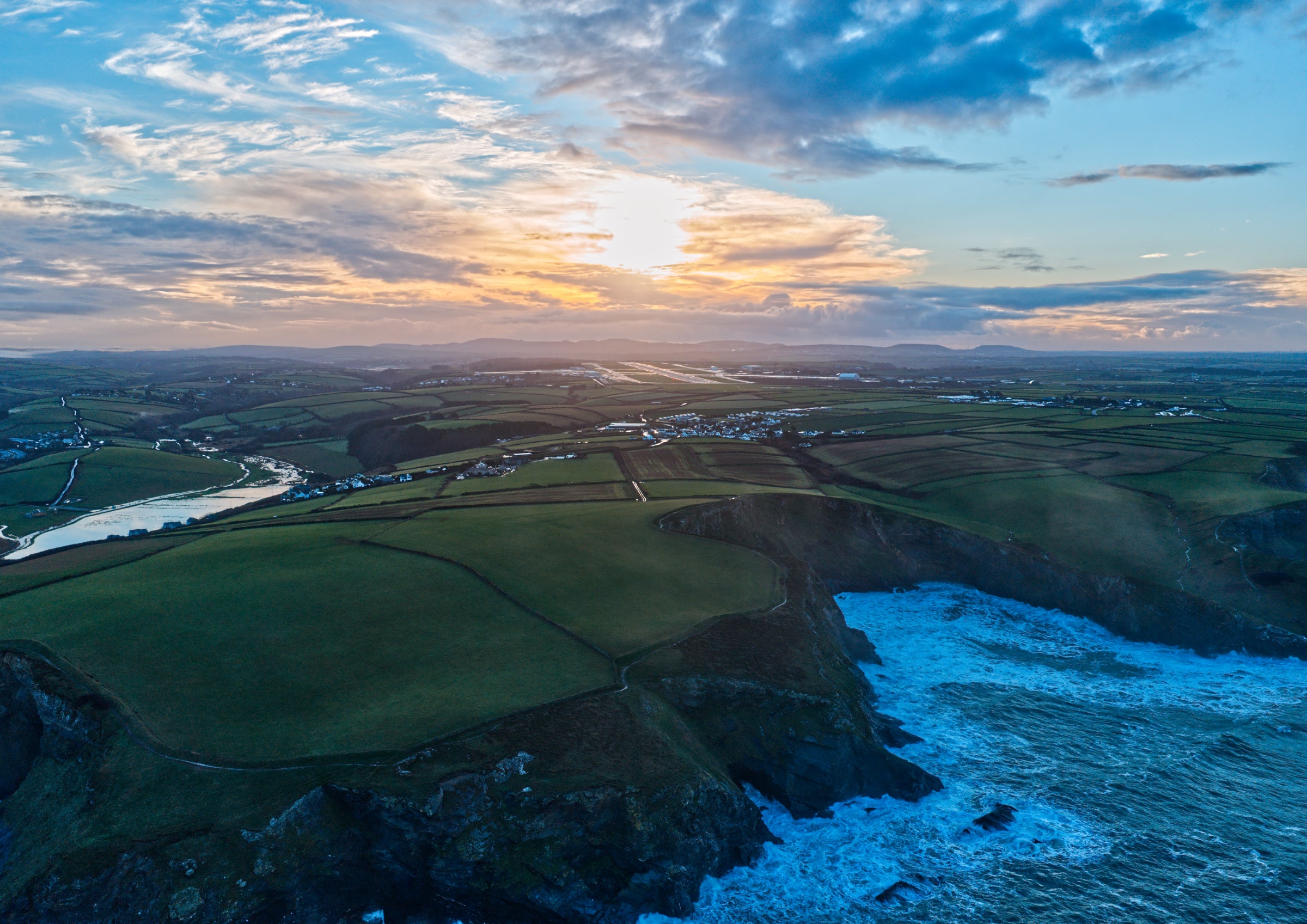 Flooded Winter Sunrise — Newquay Airport