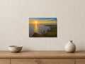 Bedruthan Steps — High Tide Sunset — A4 canvas, 38mm-deep canvas with mirrored edges. Closer product view.