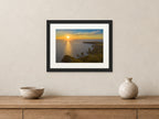 Bedruthan Steps — High Tide Sunset — A4 framed, 22mm black stained frame and 35mm mount. Closer product view.
