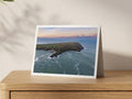 Premium A5 greeting card showing Trevose Head lighthouse and the lifeboat station under a soft winter sky