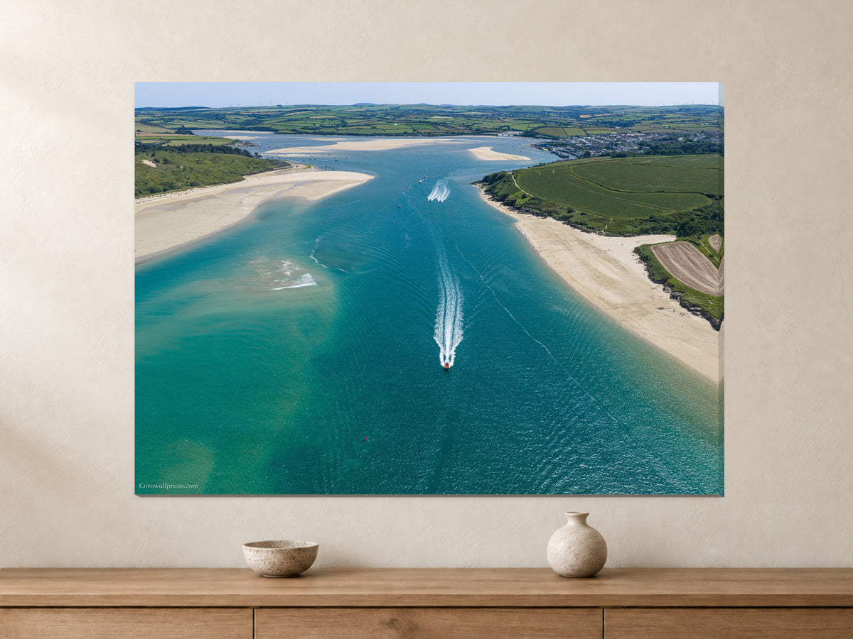 Camel Estuary — Summer Passage — A0 canvas, 38mm-deep canvas with mirrored edges. Closer product view.