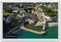 Charlestown fridge magnet showing tall ships and stone piers with muted harbour water contrasting against the turquoise sea