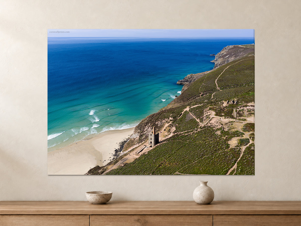 Wheal Coates — Mining History Above the Atlantic — A0 canvas, 22mm canvas with mirrored edges. Closer product view.
