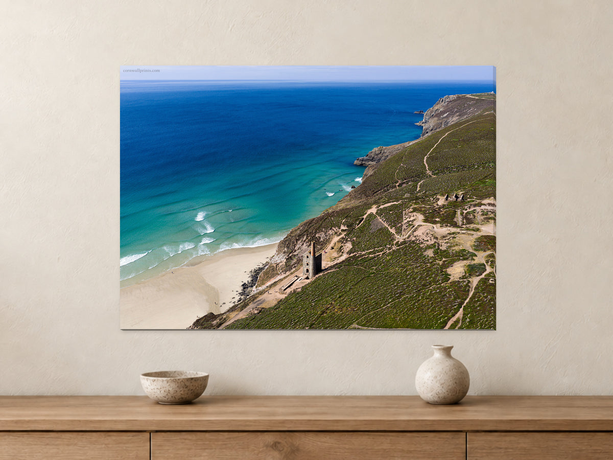 Wheal Coates — Mining History Above the Atlantic — A1 canvas, 22mm canvas with mirrored edges. Closer product view.