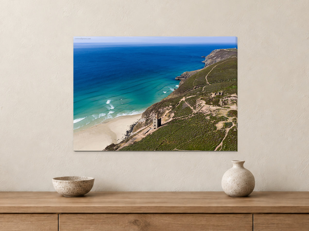 Wheal Coates — Mining History Above the Atlantic — A2 canvas, 22mm canvas with mirrored edges. Closer product view.