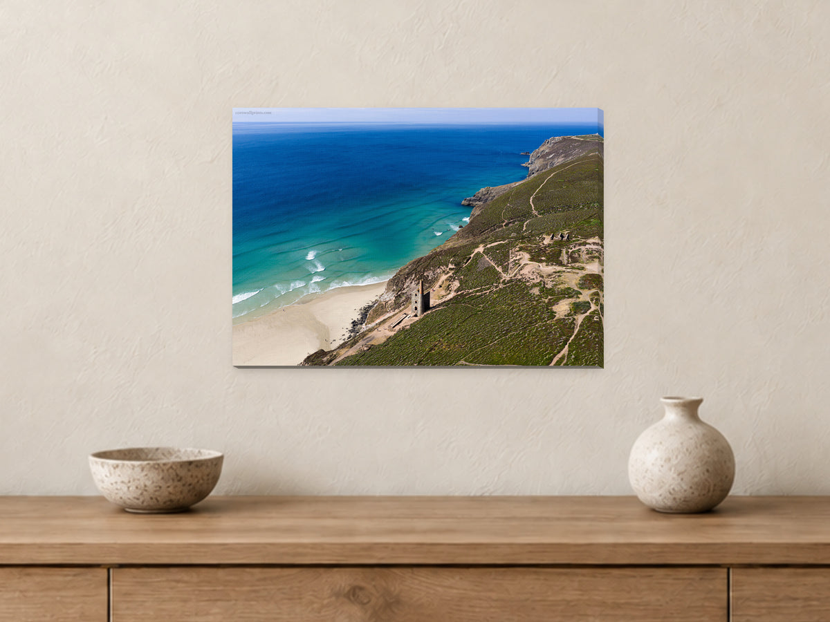 Wheal Coates — Mining History Above the Atlantic — A3 canvas, 22mm canvas with mirrored edges. Closer product view.