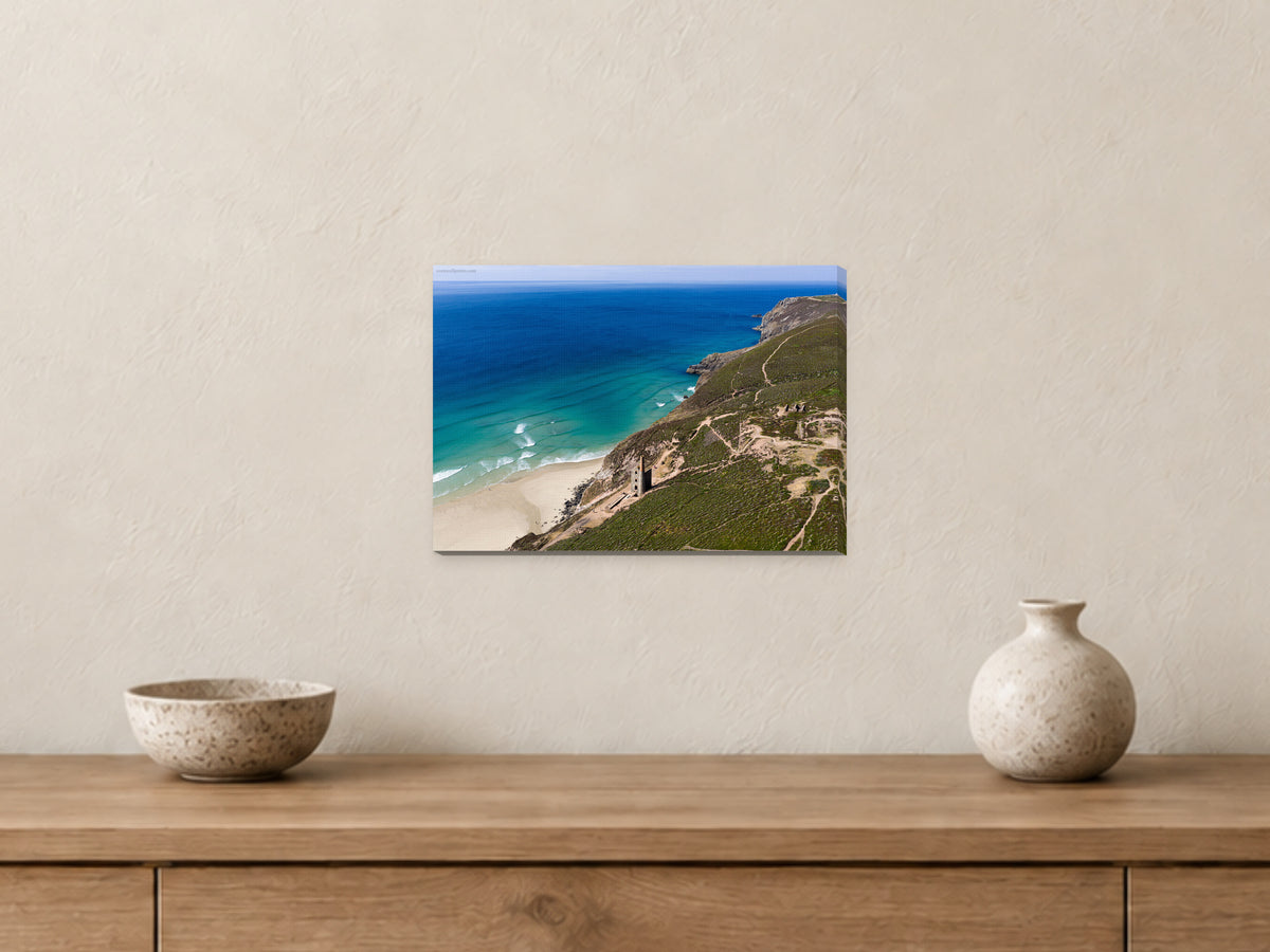 Wheal Coates — Mining History Above the Atlantic — A4 canvas, 22mm canvas with mirrored edges. Closer product view.