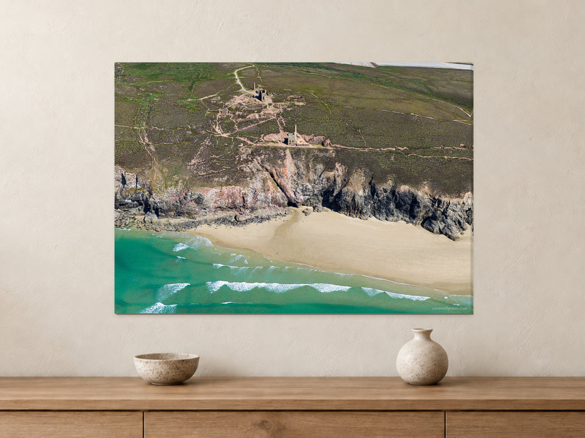 Wheal Coates — Clifftop Mine Above the Sea — A1 canvas, 22mm canvas with mirrored edges. Closer product view.