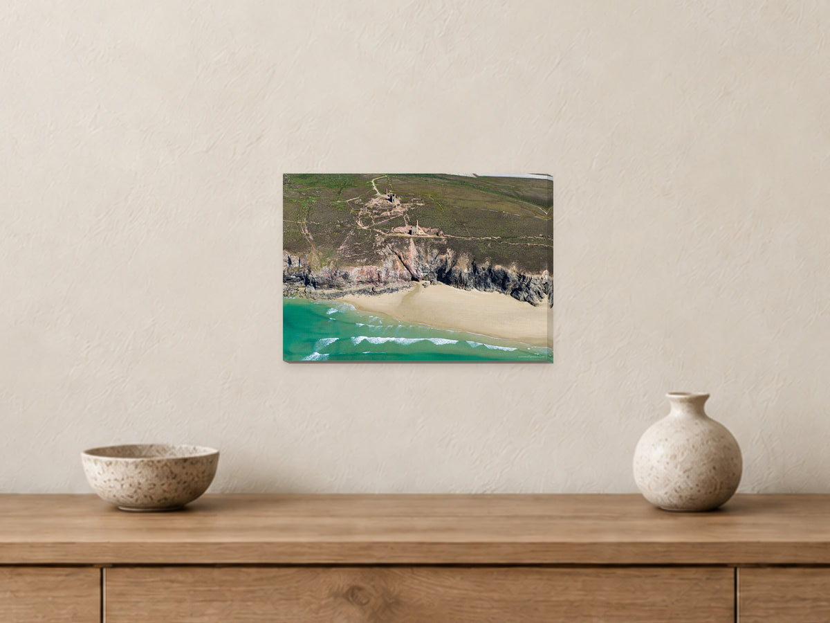 Wheal Coates — Clifftop Mine Above the Sea — A4 canvas, 22mm canvas with mirrored edges. Closer product view.