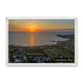Constantine Bay fridge magnet showing an almost flat sea at high tide reflecting soft sunset colour