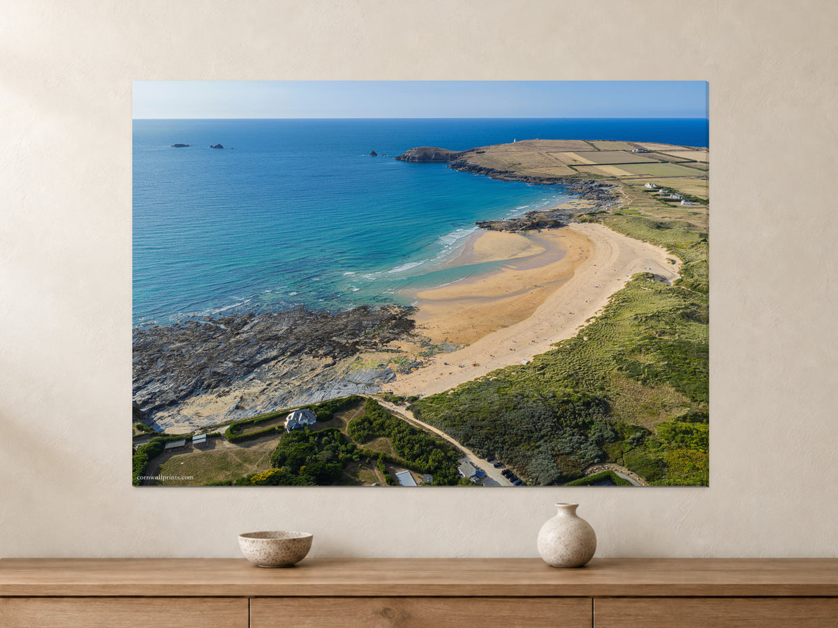 Constantine Bay — Summer Evening Towards Trevose Head — A0 canvas, 22mm canvas with mirrored edges. Closer product view.
