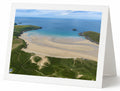 Premium A5 greeting card showing low-tide sands and turquoise water at Crantock Bay