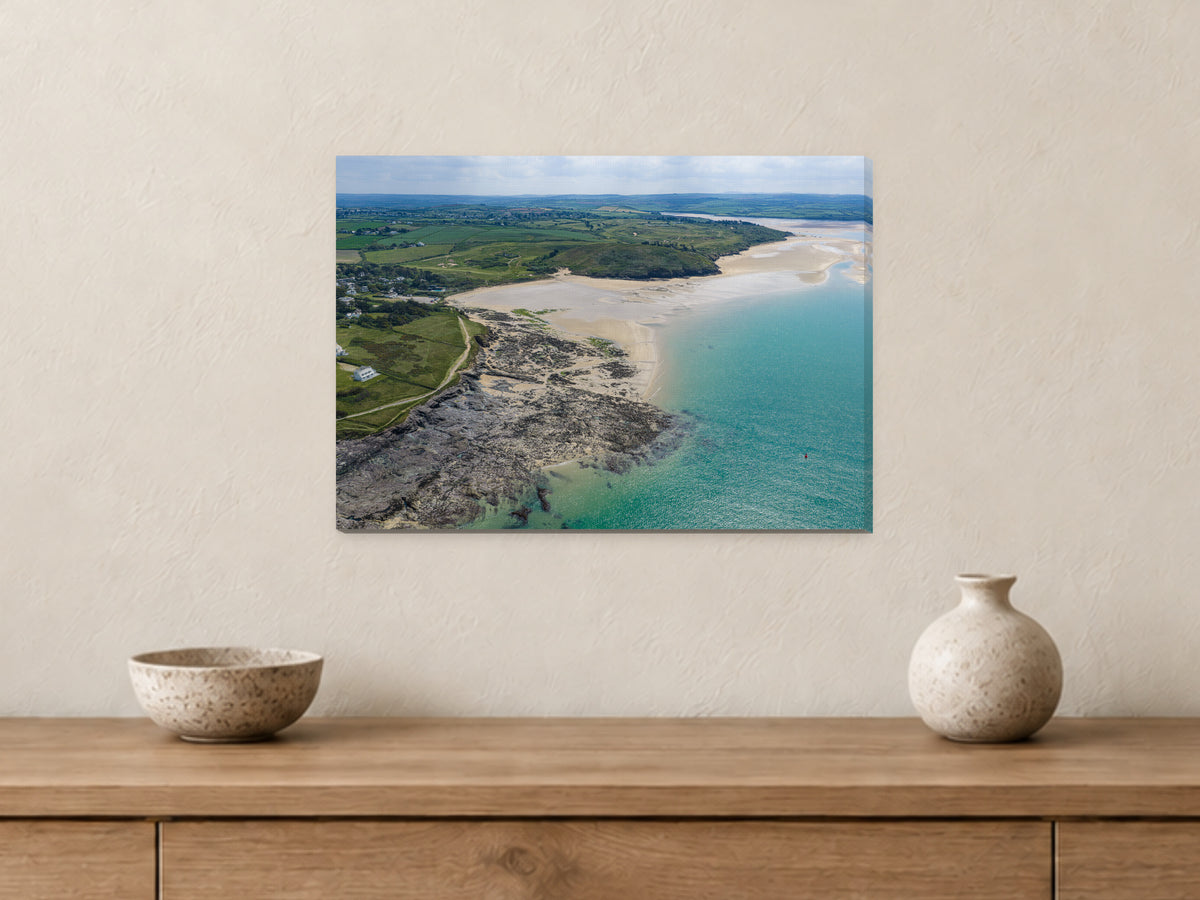 Daymer Bay Estuary View — A3 canvas, 22mm canvas with mirrored edges. Closer product view.