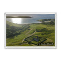 St Enodoc Church fridge magnet showing the church among the dunes with the Camel Estuary stretching away behind
