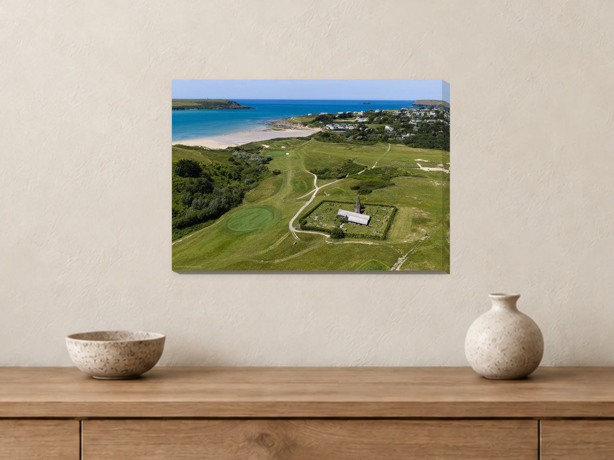 St Enodoc Church and Daymer Bay, shown as a canvas print