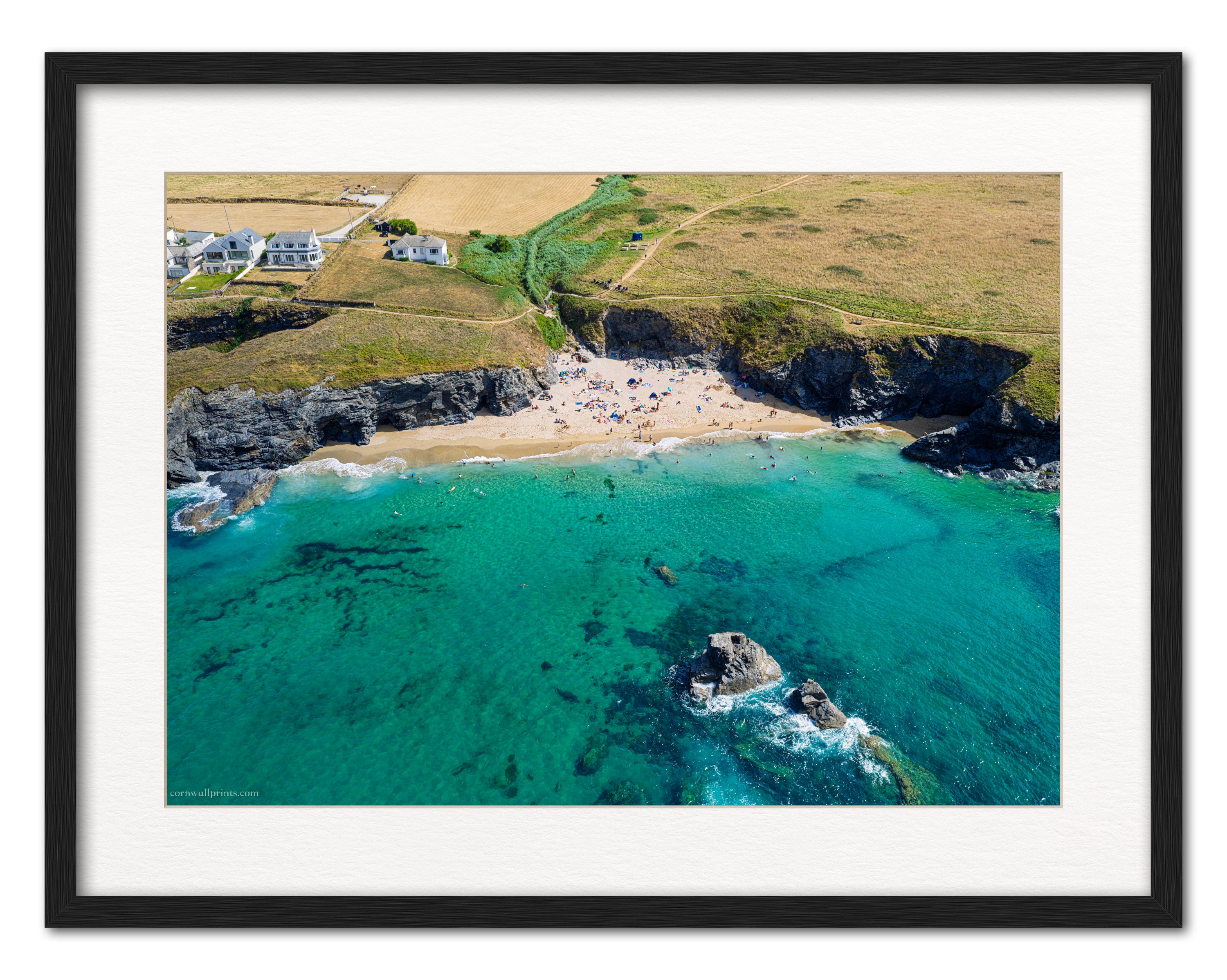 Golden Burn, Porthcothan — High Tide Summer Colour — framed Cornwall wall art preview