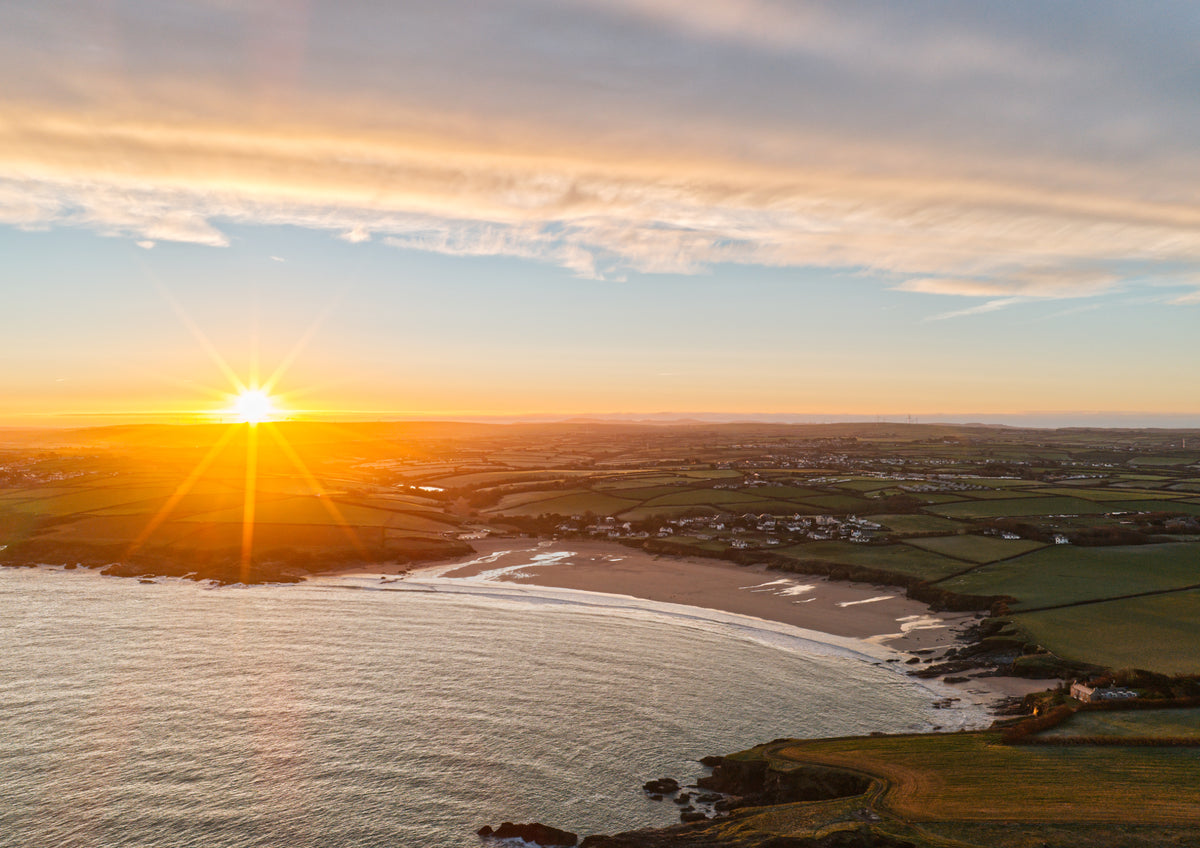 Sunrays Over Harlyn Bay — centred A-series photograph, unframed print preview.