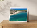 Premium A5 greeting card showing Harbour Cove and the Camel Estuary with Trevose Head in the distance