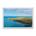 Trevose Head fridge magnet showing the lighthouse from the south on its headland above a calm Atlantic