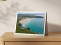 Premium A5 greeting card showing Holywell Bay looking south along the coast towards Perranporth