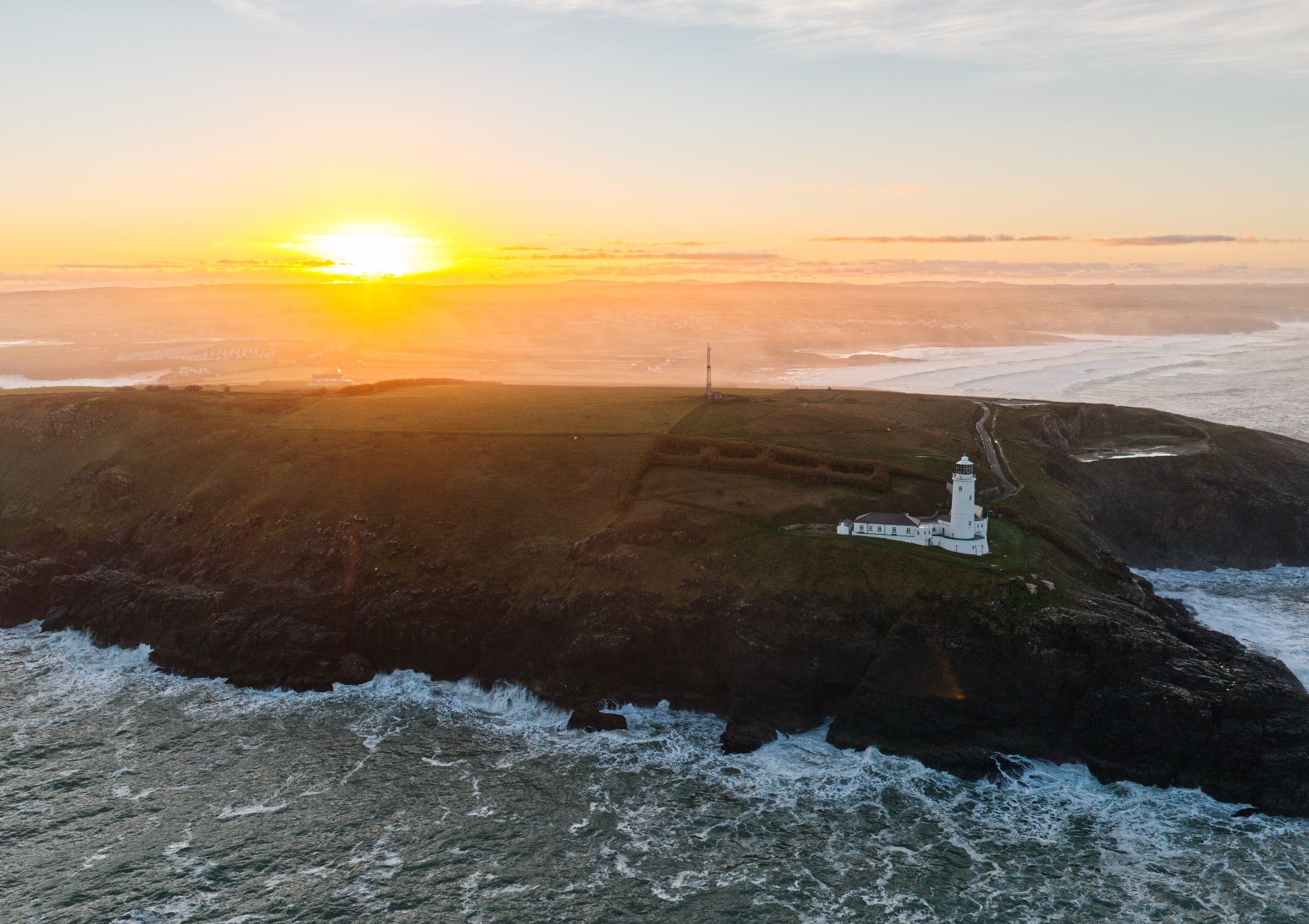 Trevose Head Lighthouse — West View in Sea Mist