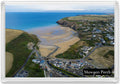 Mawgan Porth fridge magnet showing the low-tide beach, River Menalhyl, village and headlands