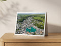 Premium A5 greeting card showing Padstow harbour during May Day celebrations