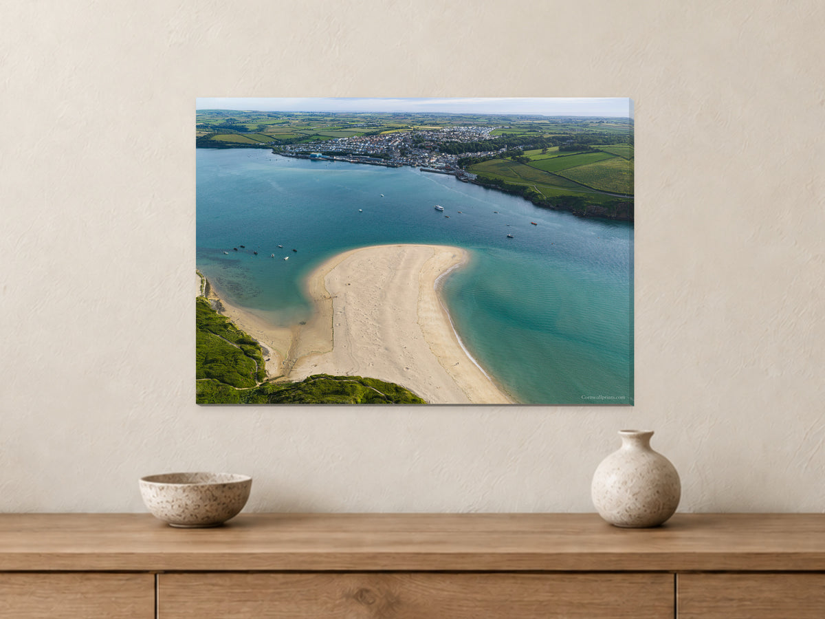 Padstow — High Tide Across the Estuary — A2 canvas, 22mm canvas with mirrored edges. Closer product view.