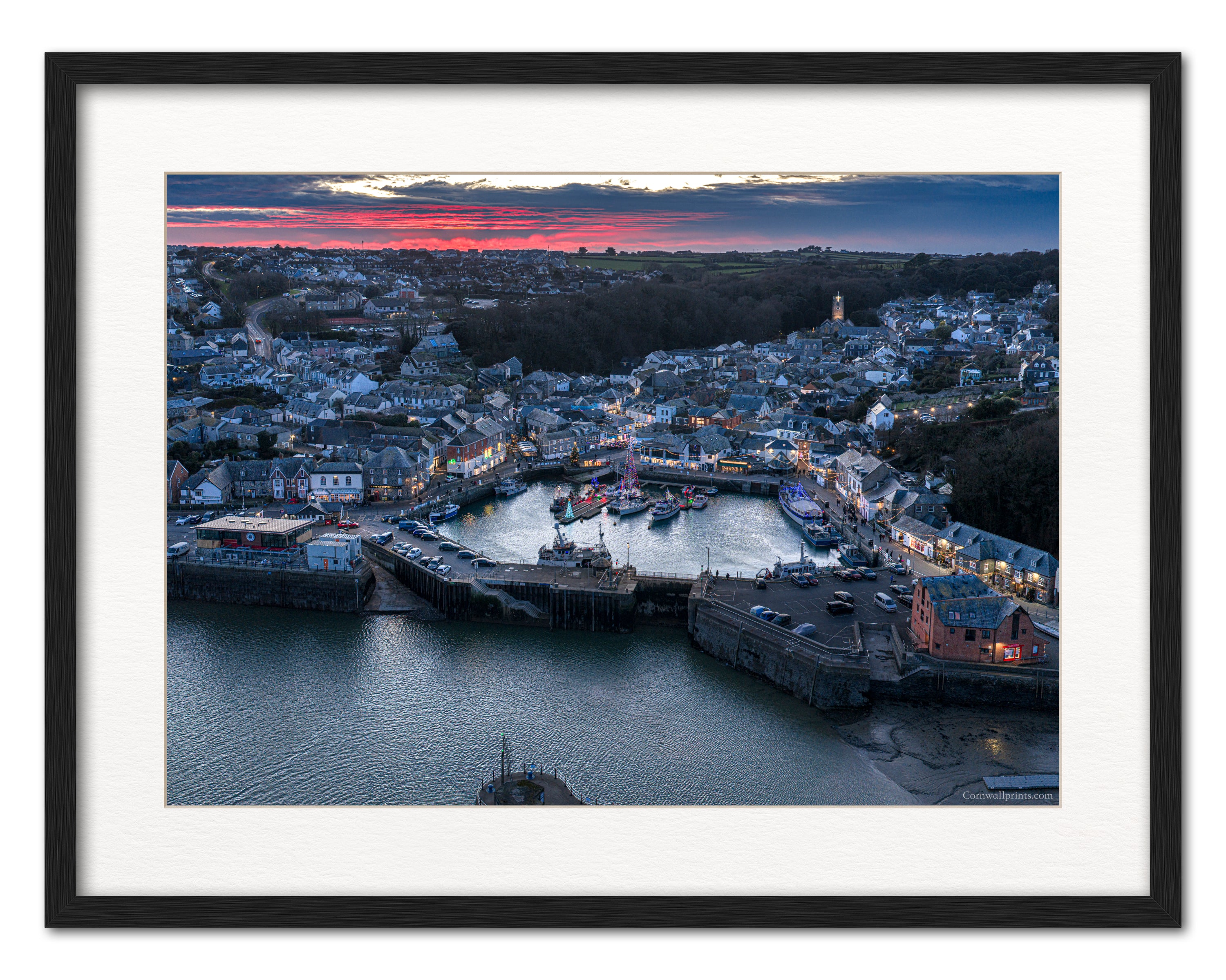Padstow Harbour at Christmas — Head-On at Dusk
