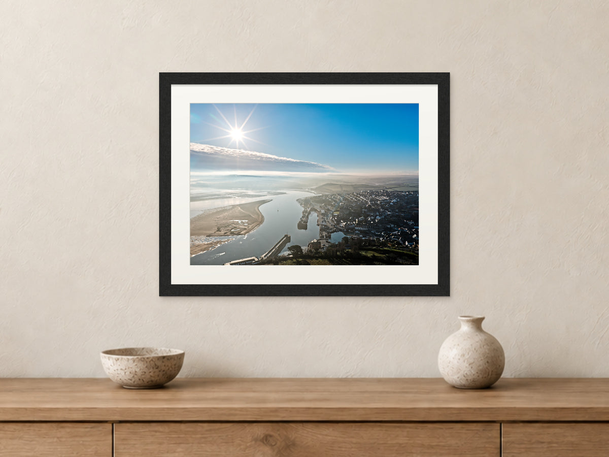 Bright Winter Light — Camel Estuary, Padstow — A3 framed, 22mm black stained frame and 35mm mount. Closer product view.