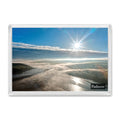 Padstow fridge magnet showing low cloud over the Camel Estuary with sunlight glinting on the cloud layer and water
