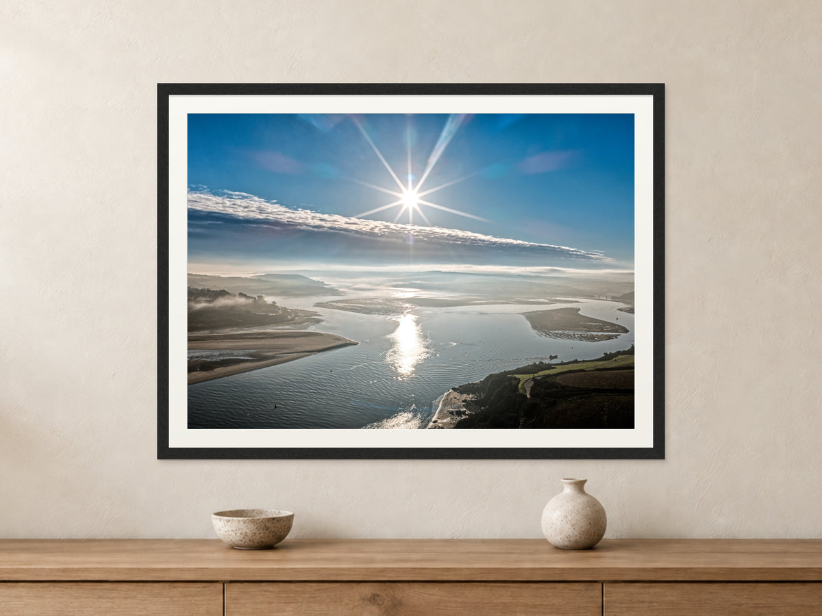 Winter Glare — Camel Estuary — A1 framed, 22mm black stained frame and 35mm mount. Closer product view.
