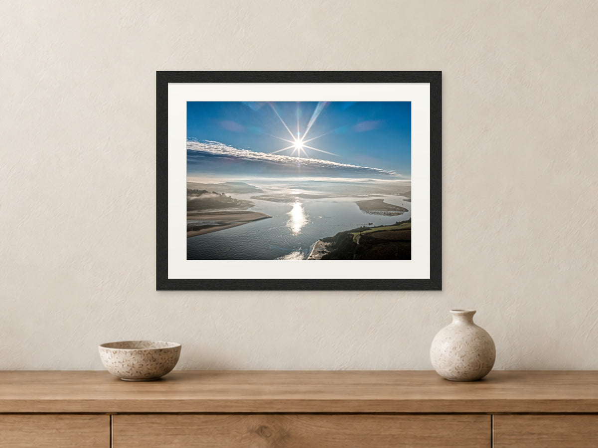 Winter Glare — Camel Estuary — A3 framed, 22mm black stained frame and 35mm mount. Closer product view.