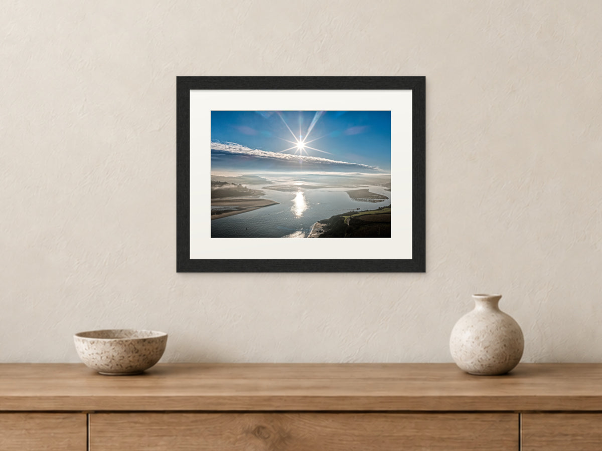 Winter Glare — Camel Estuary — A4 framed, 22mm black stained frame and 35mm mount. Closer product view.