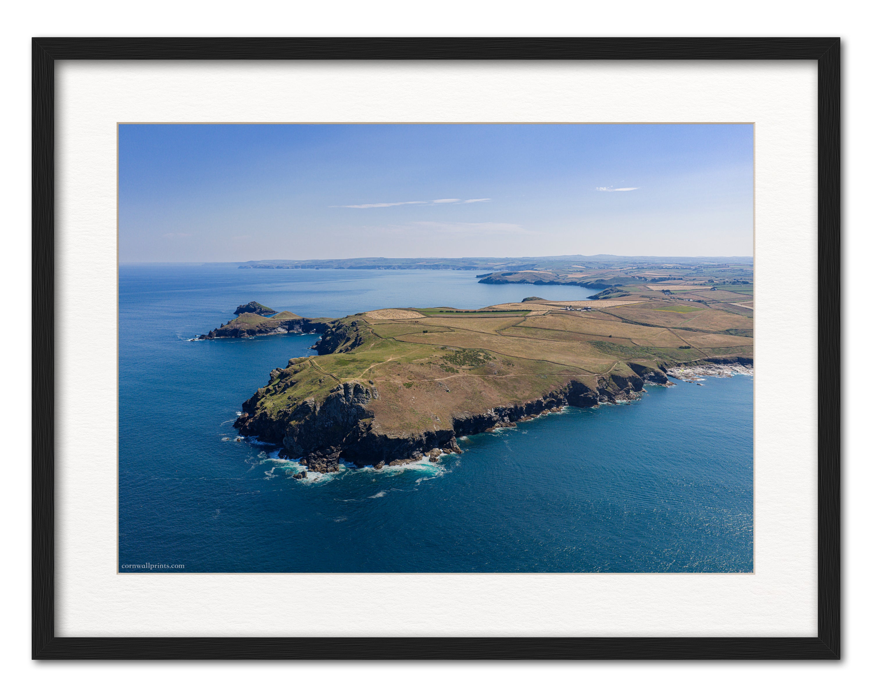 Pentire Point — Summer Coastline from Above — framed Cornwall wall art preview