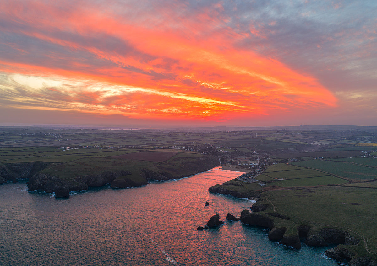 Porthcothan Bay — Inferno Sunrise Reflection