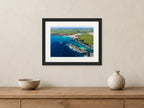 Porthcothan Bay & Trescore — Low Tide Contrast — A4 framed, 22mm black stained frame and 35mm mount. Closer product view.