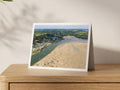 Premium A5 greeting card showing Rock and boats on the Camel Estuary sandbars at low tide