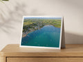 Premium A5 greeting card showing the Rock shoreline and turquoise Camel Estuary at high tide