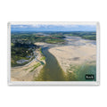 Rock fridge magnet showing the Camel Estuary at low tide towards Wadebridge, with green and blue shallows and boats on the sand