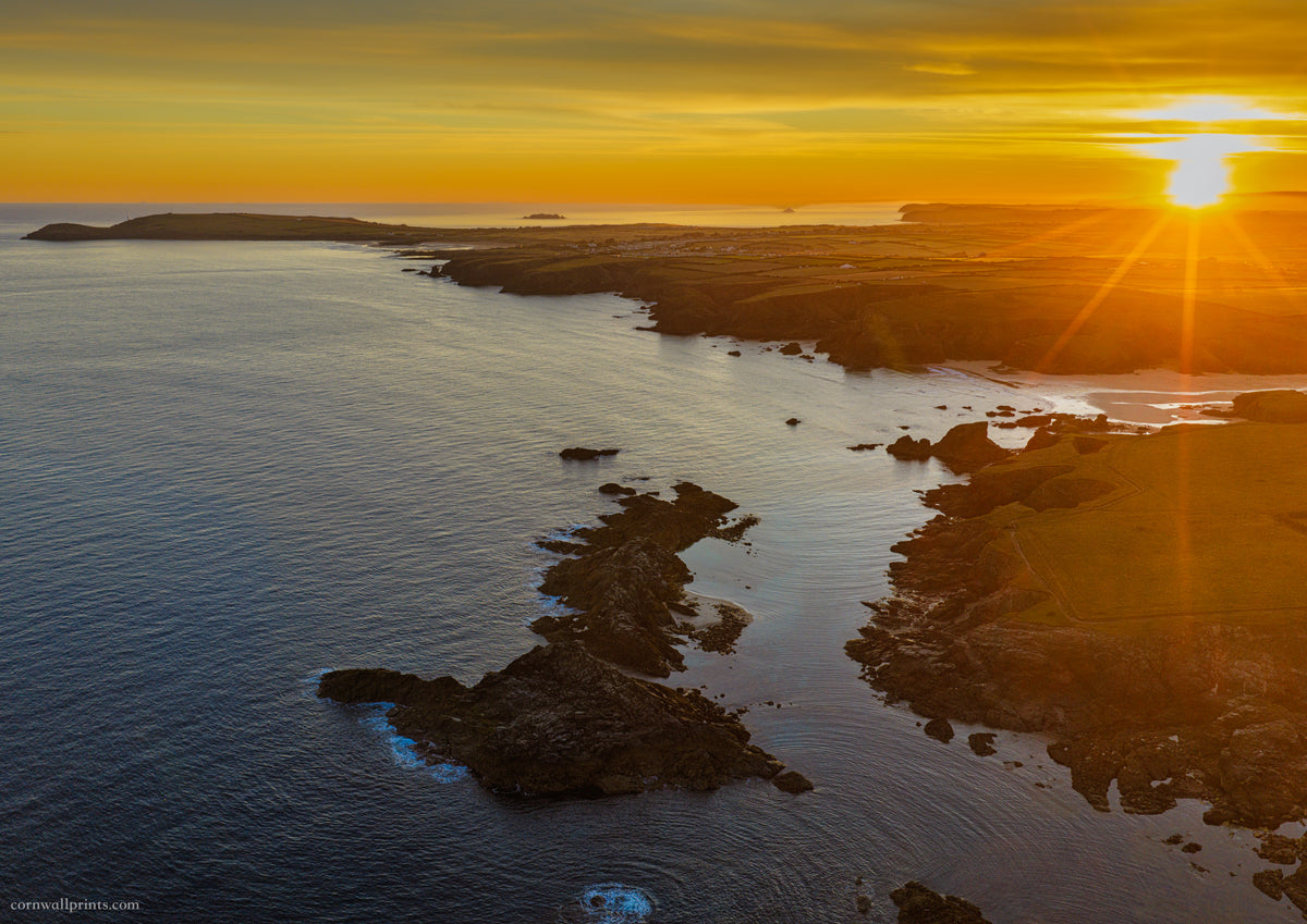 Summer solstice sunrise over the Seven Bays near Porthcothan