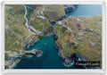 Tintagel Castle fridge magnet showing the island ruins, footbridge and sea