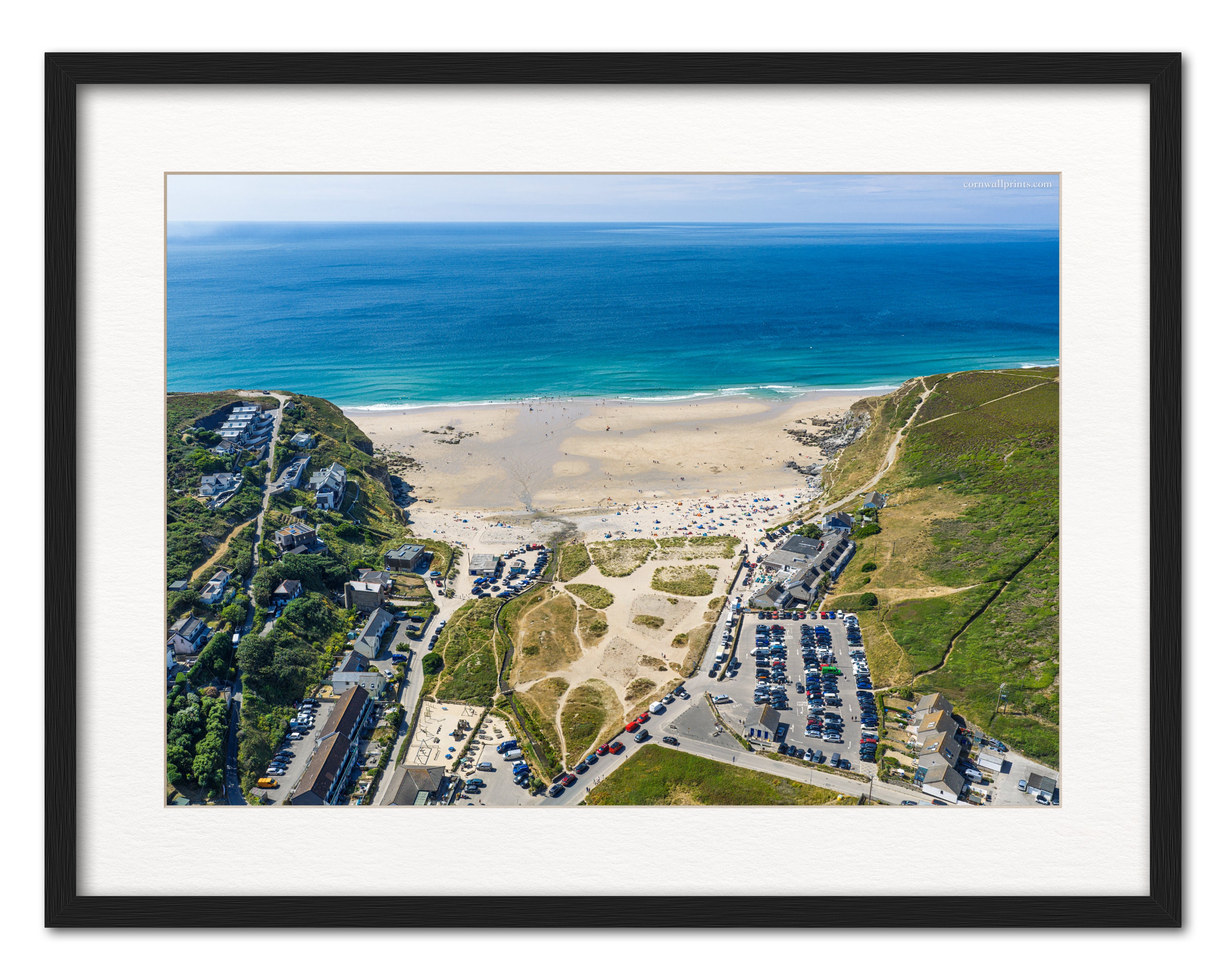 Porthtowan — Low Tide Across the Village and Beach