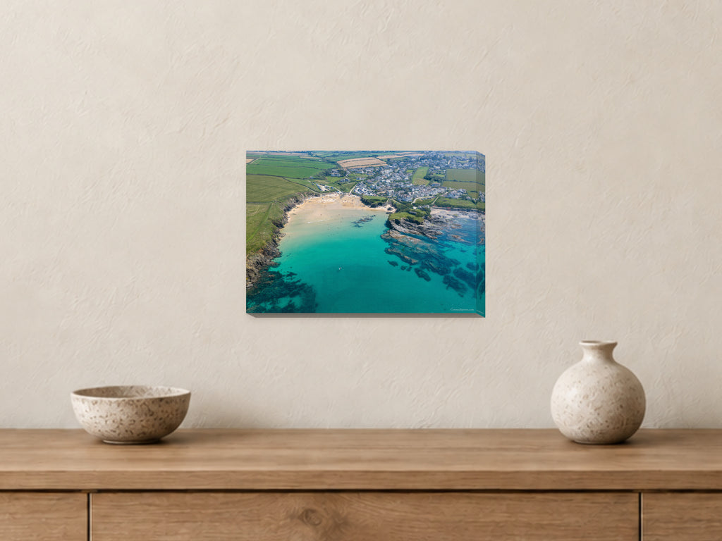 Trevone Bay — Summer Clarity — A4 canvas, 38mm-deep canvas with mirrored edges. Closer product view.