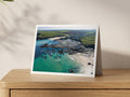 Premium A5 greeting card showing Newtrain and Trevone Bay at low tide with exposed rocks