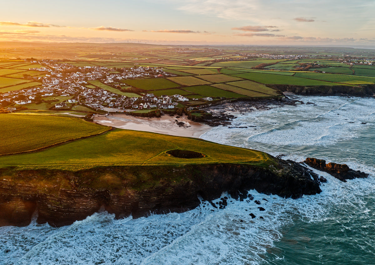 Round Hole at Sunrise — Trevone Bay — centred A-series photograph, unframed print preview.