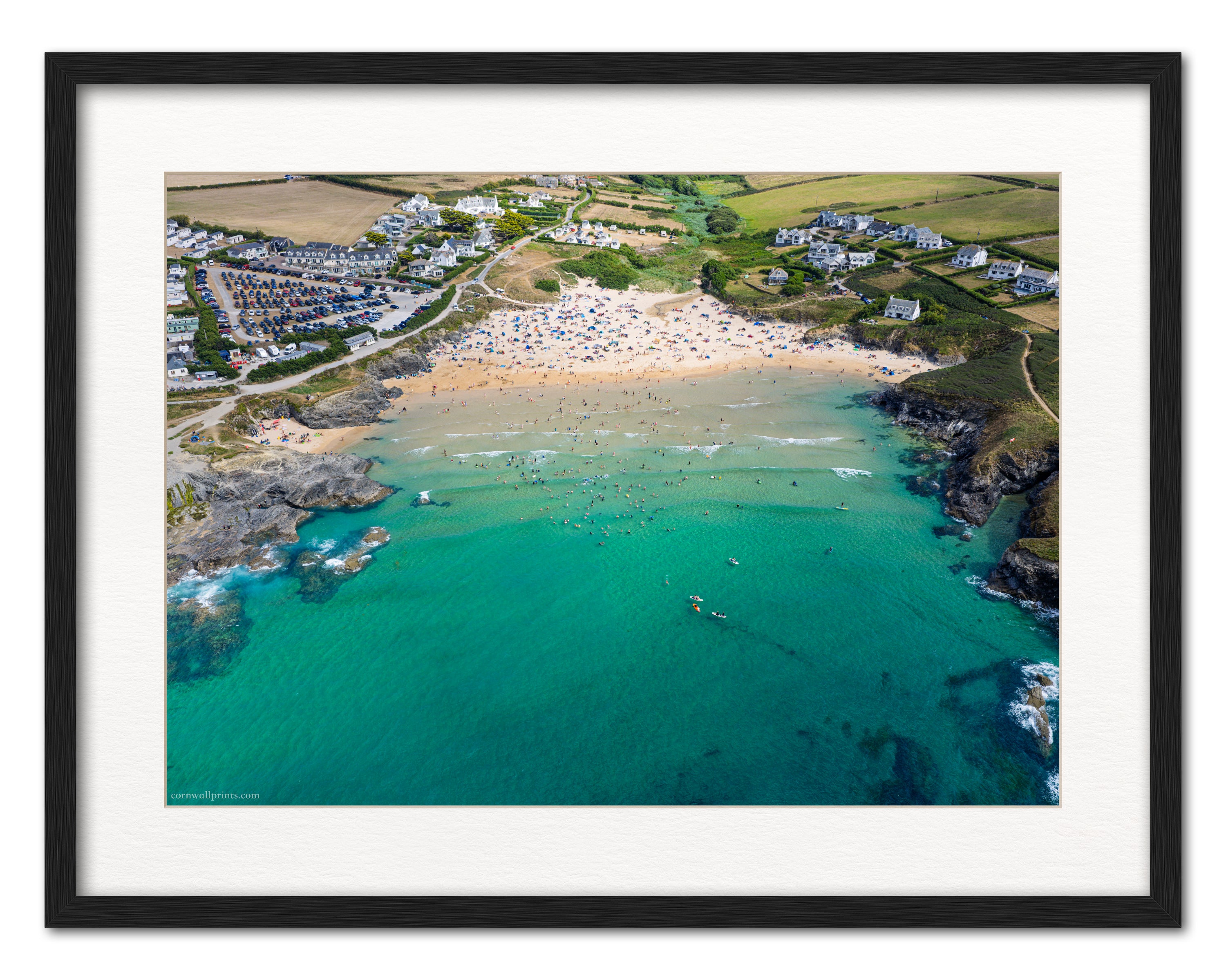 Treyarnon Bay — Summer Day from Above — framed Cornwall wall art preview