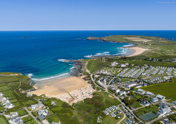 Constantine Bay & Treyarnon — Half Term Heat — aerial Cornwall photography print