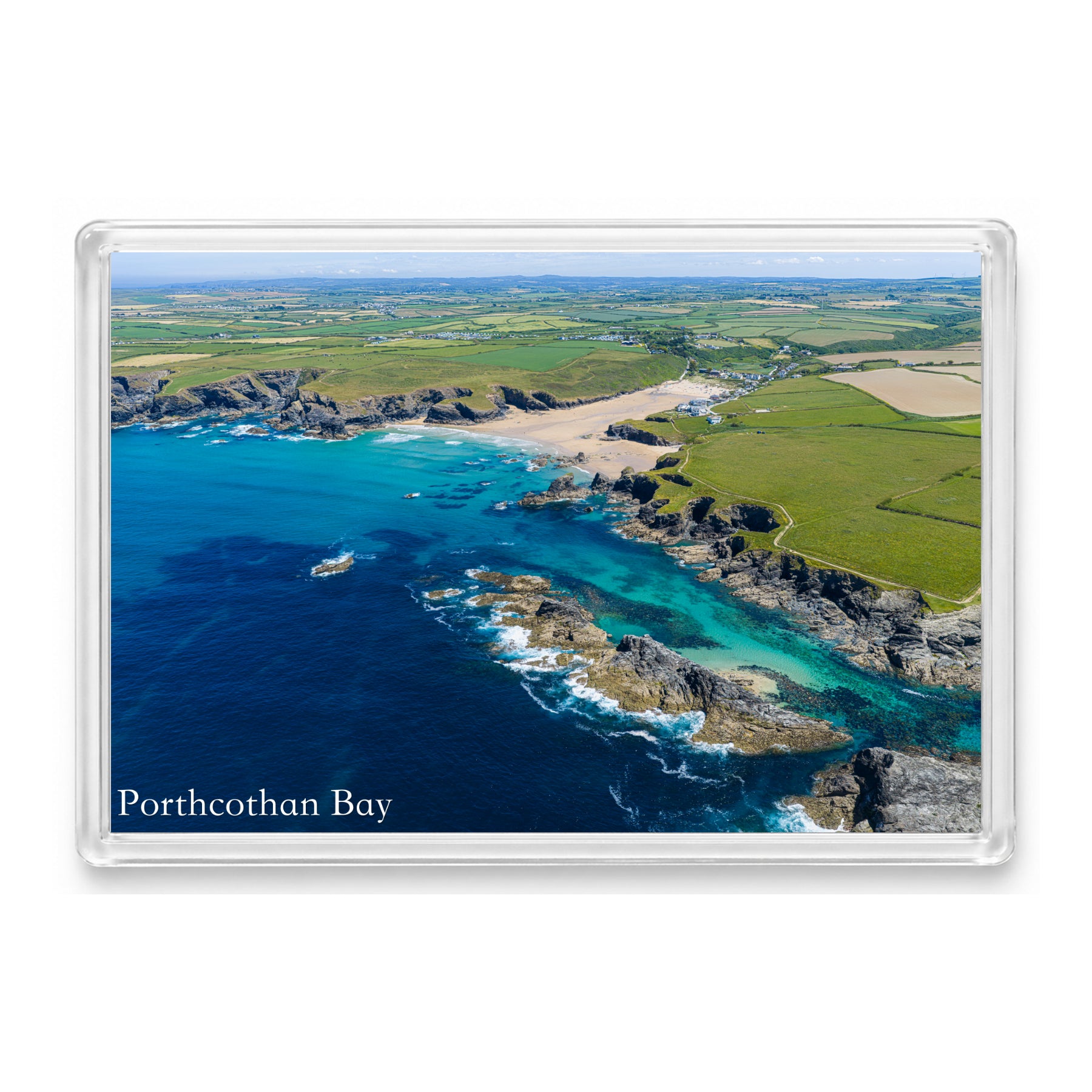 Porthcothan Bay & Trescore — Low Tide Contrast | Fridge Magnet