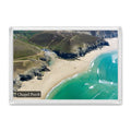 Fridge magnet showing Chapel Porth beach and summer swell at low tide